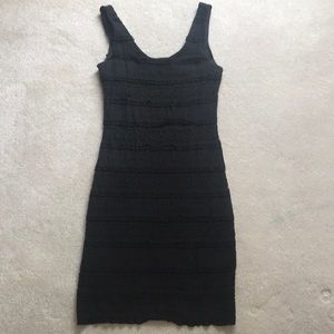 Macy’s black fringe cocktail dress!